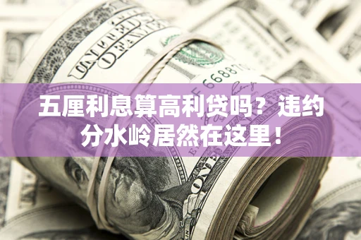 济南五厘利息算高利贷吗？违约分水岭居然在这里！